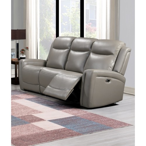 Katlyn Leather Power Reclining Sofa - Grey